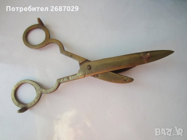 Свещник и Стара ножица за свещи, месинг, бронз антика, метал и свещник, снимка 5 - Антикварни и старинни предмети - 30094908
