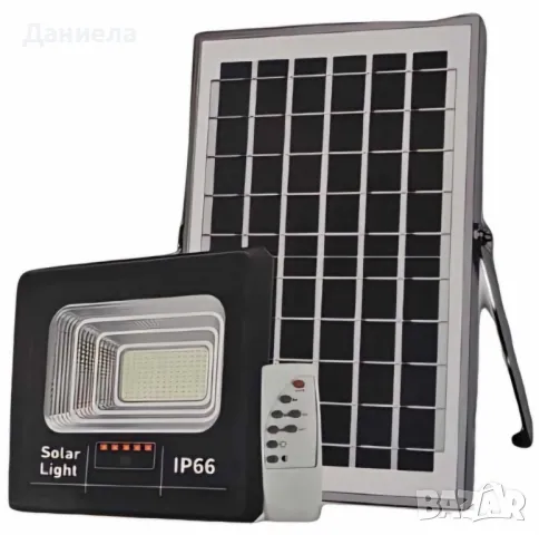 Комплект соларна лампа с дистанционно и соларен панел, 300W мощност,IP66, снимка 1 - Соларни лампи - 49258978