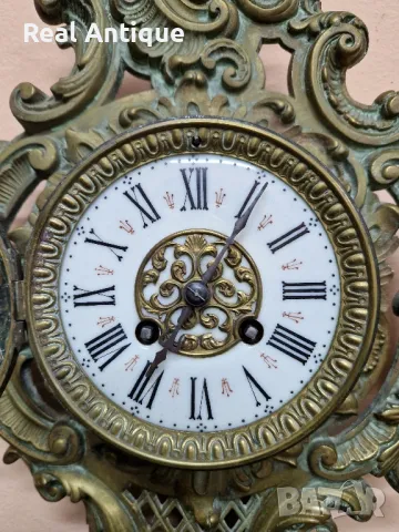 Рядък антикварен колекционерски френски бронзов стенен часовник Japy Freres 1870 г , снимка 6 - Антикварни и старинни предмети - 50257464