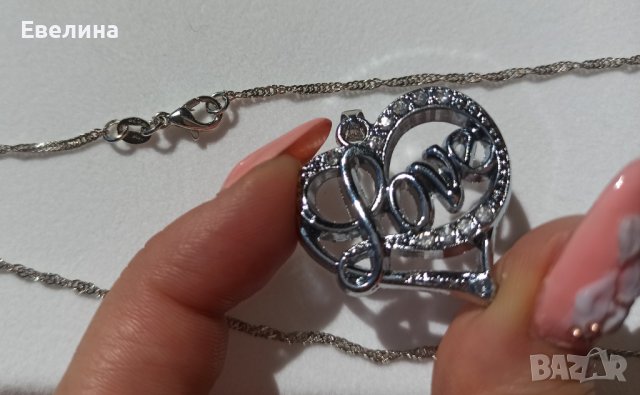 Дамски комплект синджирче LOVE, висулка и обеци, щампа 925, нов , снимка 11 - Бижутерийни комплекти - 36939253
