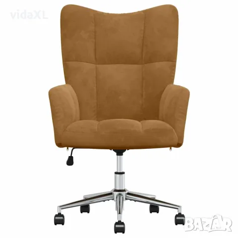 vidaXL Релакс стол, кафяв, кадифе, снимка 3 - Столове - 56146898
