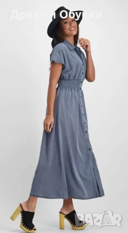 Дълга дънкова рокля с джобове FLOREZ , снимка 2 - Рокли - 54318857