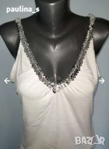 Шест различни броя / Бял потник с пайети и камизола / голям размер , снимка 10 - Потници - 28506311