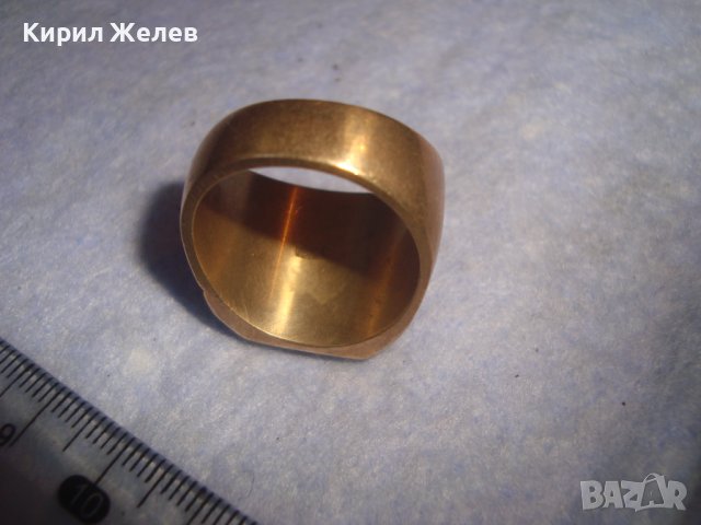 СТАР ПОЗЛАТЕН БРОНЗОВ РЕТРО АРТ ДЕКО ПРЪСТЕН с ПЕЧАТИ 18К 750 за КОЛЕКЦИЯ МАЙСТОРСКА ИЗРАБОТКА 24260, снимка 6 - Антикварни и старинни предмети - 37395518
