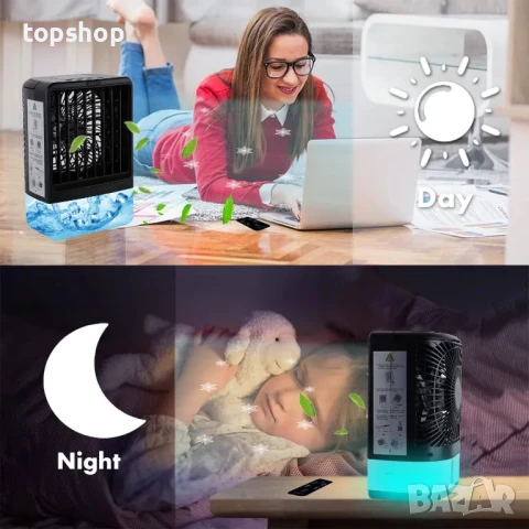 Нов преносим мобилен охладител, въздушен охладител Персонален мини климатик с 4000 mAh вградена..., снимка 4 - Вентилатори - 50501884