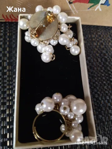 Брошка и пръстен с перли Avon, снимка 4 - Други - 48345152