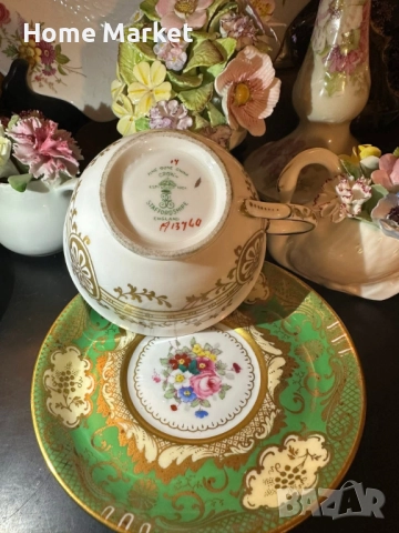 Crown Staffordshire England - Circa 1930 Pattern A 13460 - невероятно красив английски двоен сет, снимка 7 - Антикварни и старинни предмети - 52676302