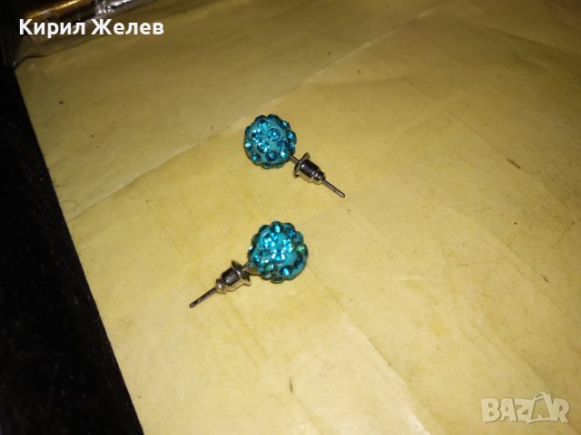 НЕЖНИ ТОПЧЕСТИ ВИНТИДЖ АРТ ОБЕЧКИ със СИН ЕМАЙЛ и КРИСТАЛЧЕТА 37040, снимка 5 - Обеци - 39954959