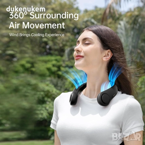 USB вентилатор за врат 5 скорости, 4000 mAh, безопасен, тих, hands-free, снимка 2 - Друга електроника - 52721941