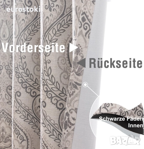 TOPICK Комплект от 2 непрозрачни завеси, 130 х 245 см, термоизолирана завеса с капси, флорален принт, снимка 2 - Пердета и завеси - 51856521