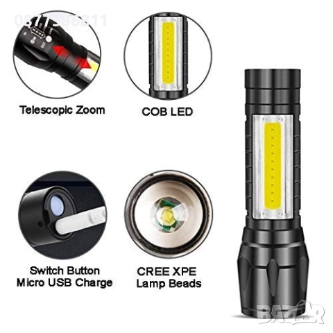 НОВ LED ФЕНЕР POLICE С ФУНКЦИЯ ZOOM И SOS. ФЕНЕРЧЕ ФЕНЕРИ ФЕНЕР С ЗАРЯДНА БАТЕРИЯ. FENERCHE FENER +, снимка 4 - Къмпинг осветление - 51632410