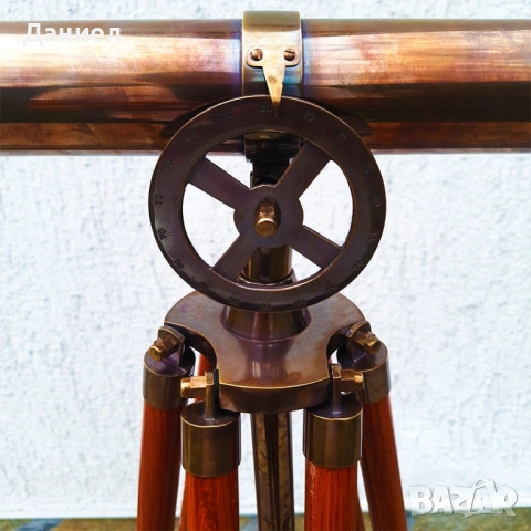 Телескоп, далекоглед от бронз на тринога с античен дизайн, снимка 11 - Други ценни предмети - 51548518