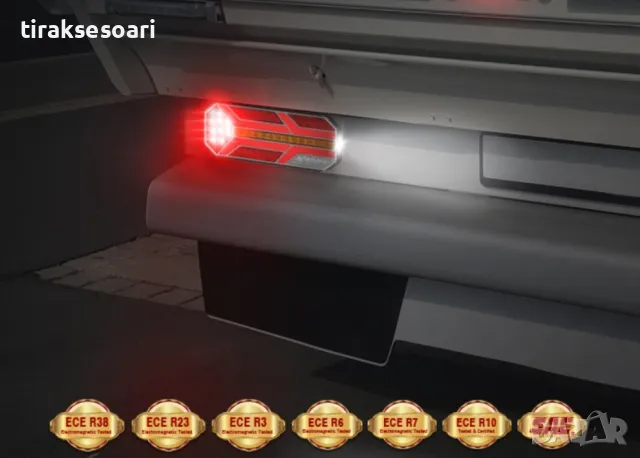  Комплект LED Стопове 23 см с динамичен мигач за ремарке бус каравана , снимка 5 - Аксесоари и консумативи - 48305271