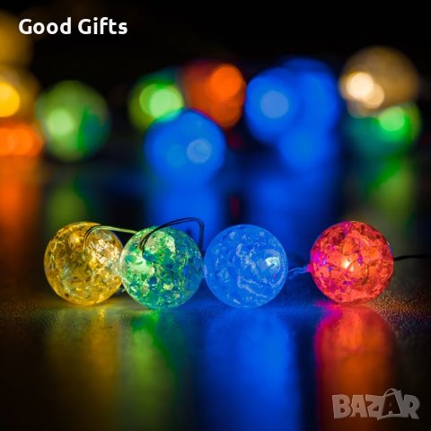 Коледни лампички Кристални топки, 2.20м, Многоцветни