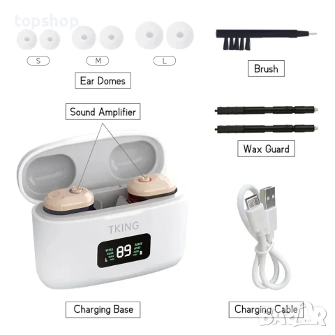 НОВ акумулторен слухов апарат TKING CN127 тип ITE , снимка 4 - Слухови апарати - 50555720