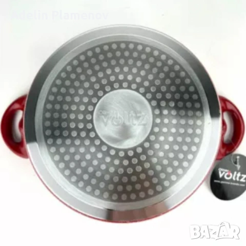 Тенджера Voltz, 3.4л./9.5л., Дълбока, Мраморно покритие, Индукция, Червен, снимка 6 - Съдове за готвене - 53293680