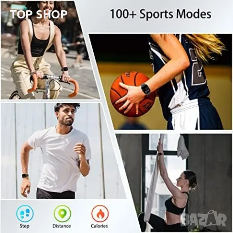 Нов Смарт часовник 1,83 инча за мъже, жени Фитнес тракер Подарък, снимка 4 - Смарт гривни - 49639479