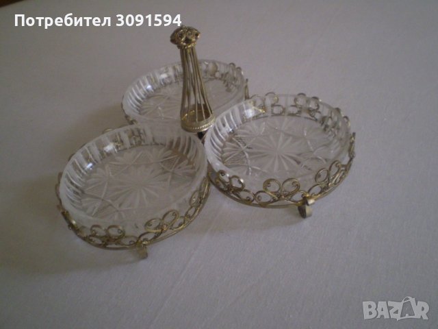 метал с кристал фруктиера за ядки локум, снимка 2 - Антикварни и старинни предмети - 37190899