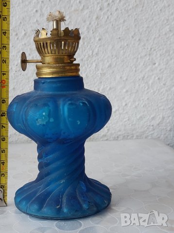 Лампи малки, газени: Стара синя газена лампа, красива и други малки лампа, стъклена газена лампа, снимка 3 - Други - 42256598