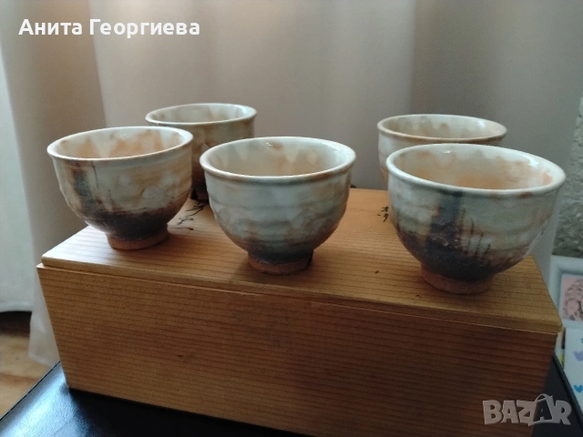 Комплект Японска керамика Хаги 5бр. , снимка 2 - Антикварни и старинни предмети - 54075649