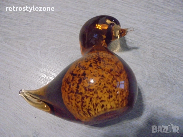 № 8426 Стара стъклена фигура патица  , снимка 2 - Други ценни предмети - 53013721