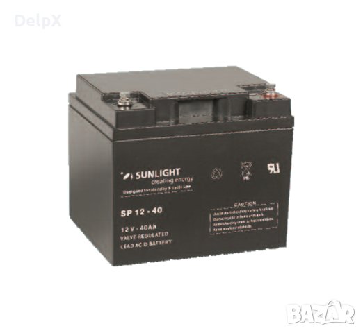 Акумулаторна оловна батерия SUNLIGHT 12V 40AH 197х165х170mm, снимка 1