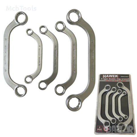 Комплект извити С-образни ключове лула HAWEK, снимка 2 - Ключове - 51293546