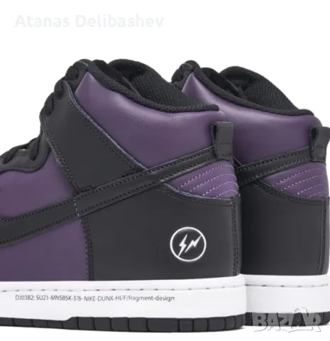 Nike Dunk High x Fragment Design "Black Purple", снимка 3 - Кецове - 48614207