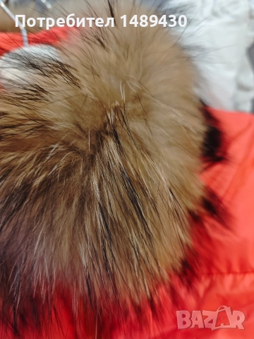  червено дамско пухено яке, снимка 2 - Якета - 52679011