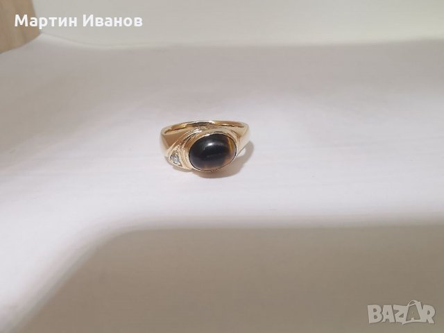 Златен пръстен с тигрово око , снимка 5 - Пръстени - 33719601