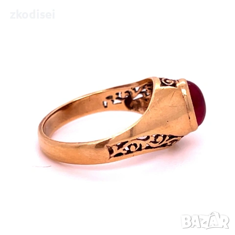 Златен дамски пръстен с рубин 3,94гр. размер:56 14кр. проба:585 модел:19741-1, снимка 3 - Пръстени - 53347925