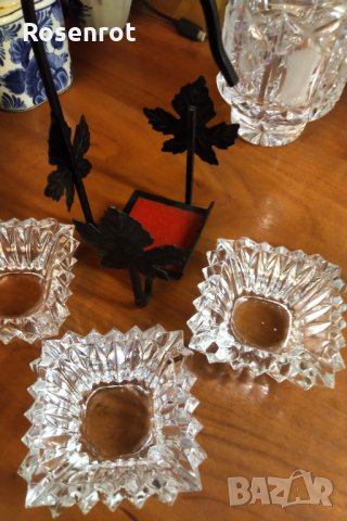 Бохемия кристални мини пепелници стойка ковано желязо , снимка 3 - Сервизи - 30925096
