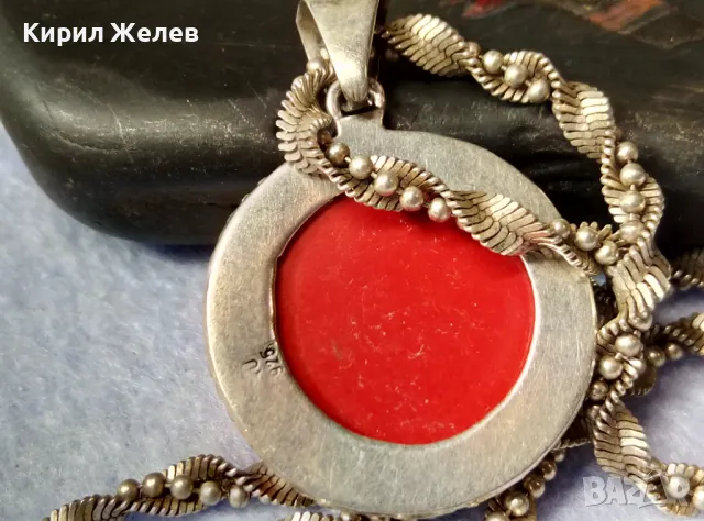 МАРКОВО СРЕБЪРНО КОЛИЕ с СРЕБЪРЕН МЕДАЛЬОН СРЕБРО 925 ITALY с ЮВЕЛИРНО ШЛИФОВАН ЧЕРВЕН КОРАЛ 34928, снимка 7 - Колиета, медальони, синджири - 49328153