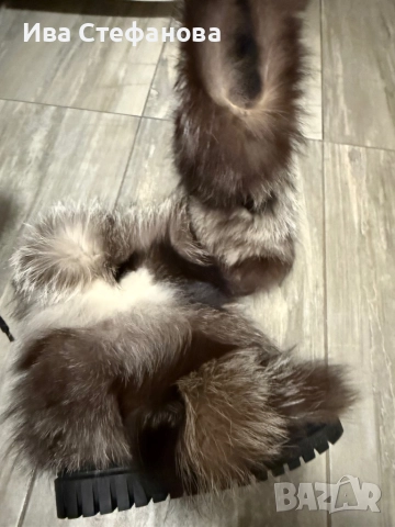 Разкошни боти ботуши  естествена кожа естествен богат косъм от северна лисица  номер 39, снимка 3 - Дамски ботуши - 52818577