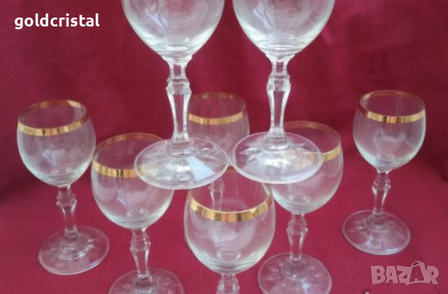 кристални чаши с златен кант , снимка 7 - Антикварни и старинни предмети - 19008457