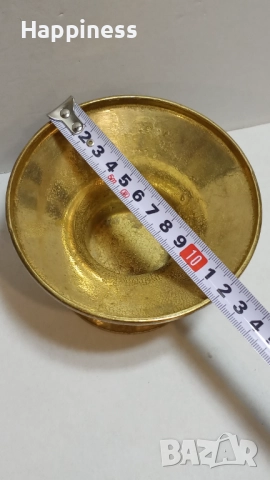Свещник от месинг с тегло около 450 гр, снимка 2 - Антикварни и старинни предмети - 52264970