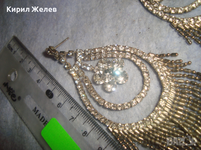 СТАРИ ПОСРЕБРЕНИ ОБЕЦИ ИНКРУСТИРАНИ с БЛЕСТЯЩИ ЮВЕЛИРНО ФАСЕТИРАНИ СКЪПОЦЕННИ КРИСТАЛИ 20813, снимка 10 - Обеци - 36540471