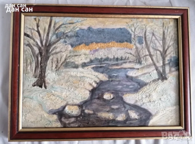 Зимни пейзажи Търново маслени бои подпис JB, снимка 8 - Картини - 48258497