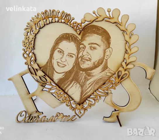 Гравирана снимка на дърво дървен подарък за коледа юбилей картина, снимка 7 - Декорация за дома - 26373036