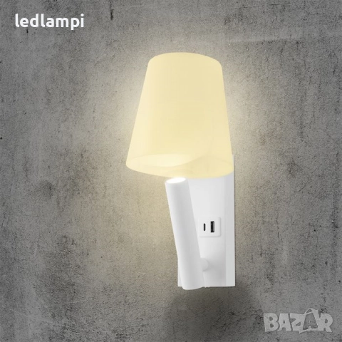 LED Аплик 2W С USB/PD Порт Бял Топло Бяла Светлина, снимка 7 - Лампи за стена - 25070377