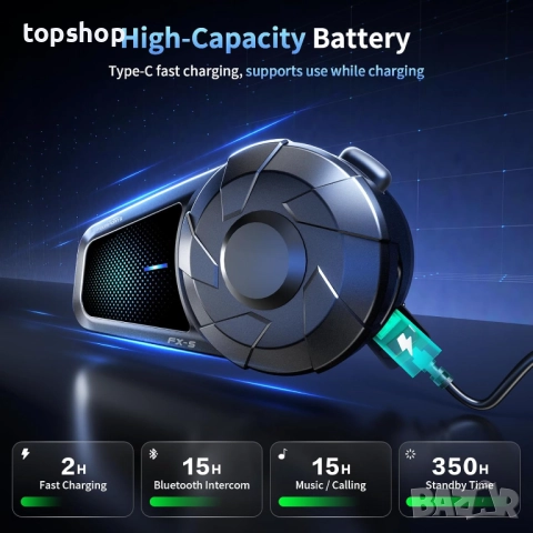 Нови интеркоми 2 броя цена за брой Fodsports FX-S Мотоциклетни Bluetooth слушалки V5.4, 2-посочен..., снимка 7 - Аксесоари и консумативи - 52420319