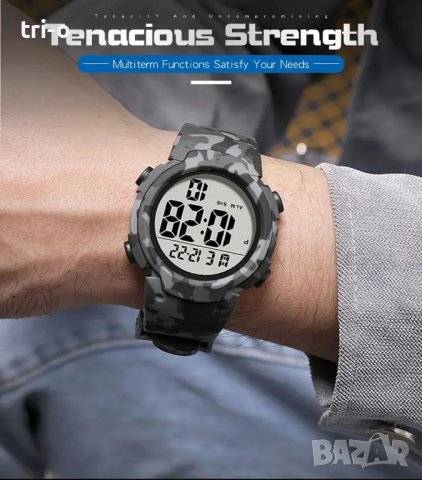 SYNOKE Моден ретро Спортен водоустойчив мъжки часовник Многофункционален, снимка 4 - Мъжки - 44177538