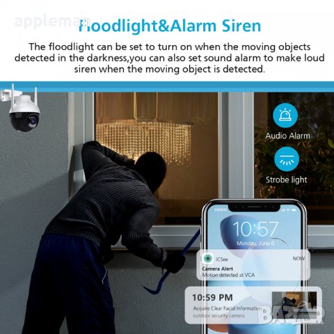 РОБОКАМ icsee 6MP WIFI  Камера въртяща за външен монтаж, снимка 7 - IP камери - 38989129