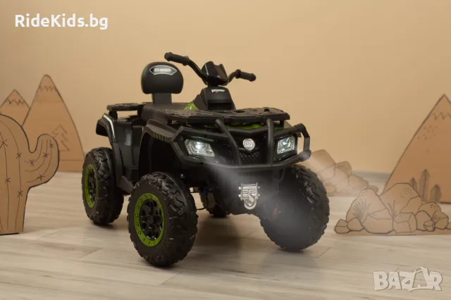 Акумулаторен детски Quad 24V, 4x4, Музикален модул с Bluetooth и USB | Ева Гуми, Зелен, снимка 12 - Детски велосипеди, триколки и коли - 50409569