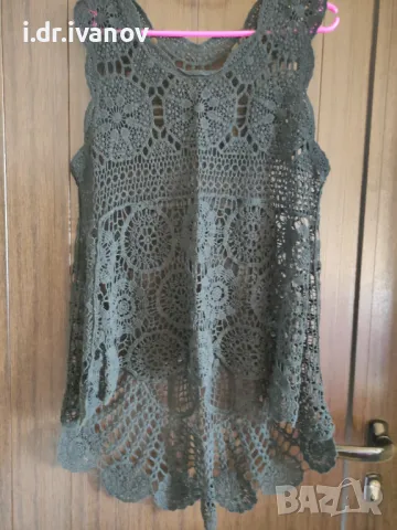 черен потник/парео с ръчно плетена дантела, снимка 1