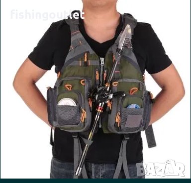  Спининг елек и спасителна жилетка - 2 в 1 ! Регулируем с 11 джоба.
