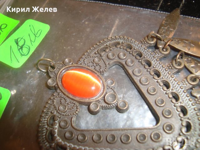 КРАСИВ МЕСИНГОВ МЕДАЛЬОН с ПОЛУ-СКЪПОЦЕНЕН КАМЪК КОТЕШКО ОКО 6066, снимка 5 - Колиета, медальони, синджири - 30636679
