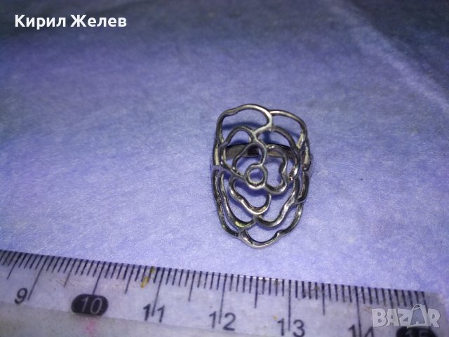 ЧУДЕСЕН ФЛОРАЛЕН АЖУРЕН СРЕБЪРЕН АРТ ДЕКО ПРЪСТЕН СРЕБРО 925 РЕГУЛИРУЕМ РЪЧНА ИЗРАБОТКА 40539, снимка 10 - Пръстени - 42761022