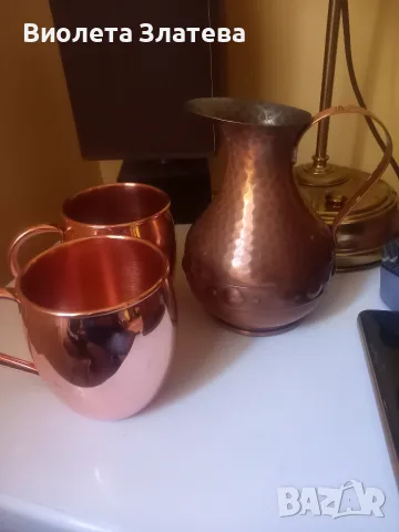Медна кана и чаша , снимка 2 - Чаши - 56450758
