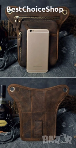 Мото чанта AMRINUGL от естествена кожа, кафява, снимка 9 - Чанти - 53078514